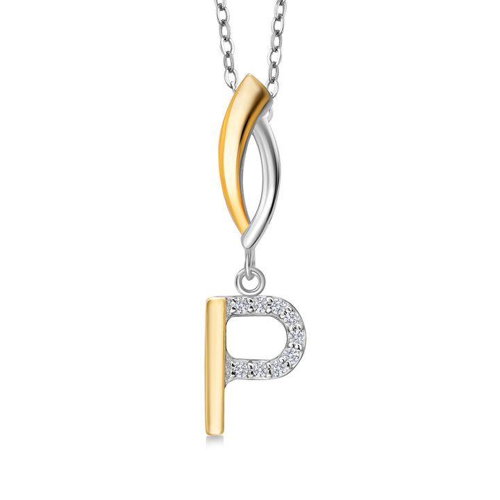 Initial P_Pendant in 925 Sterling Silver and 10K Yellow Gold