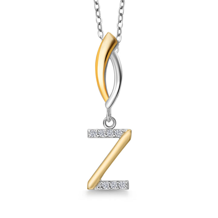 Initial Z_Pendant in 925 Sterling Silver and 10K Yellow Gold