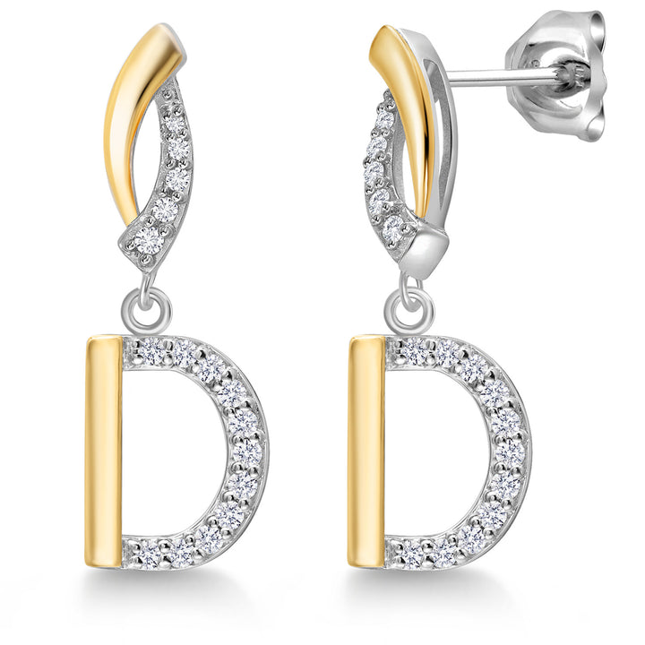 Initial D_Earrings in 925 Sterling Silver and 10K Yellow Gold