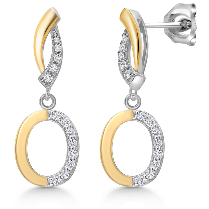 Initial O_Earrings in 925 Sterling Silver and 10K Yellow Gold
