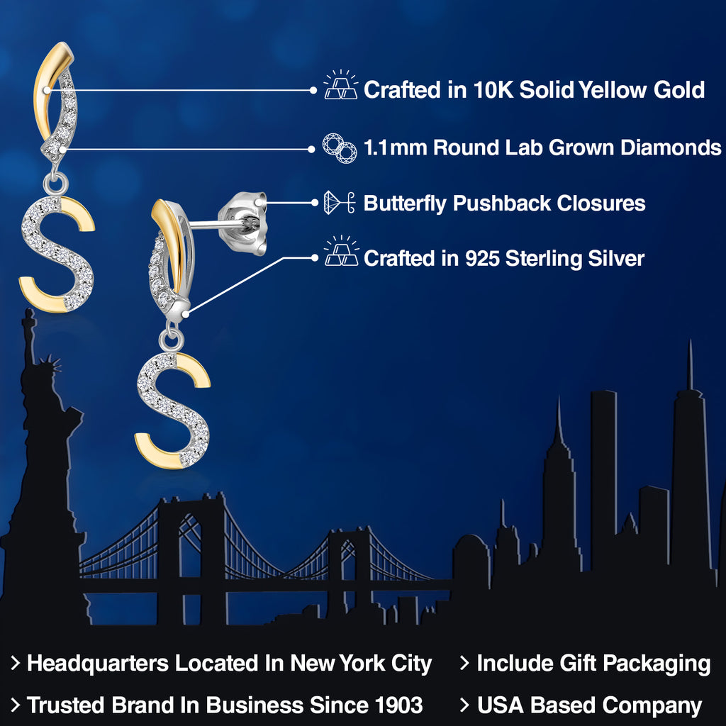 Earrings in 925 Sterling Silver and 10K Yellow Gold