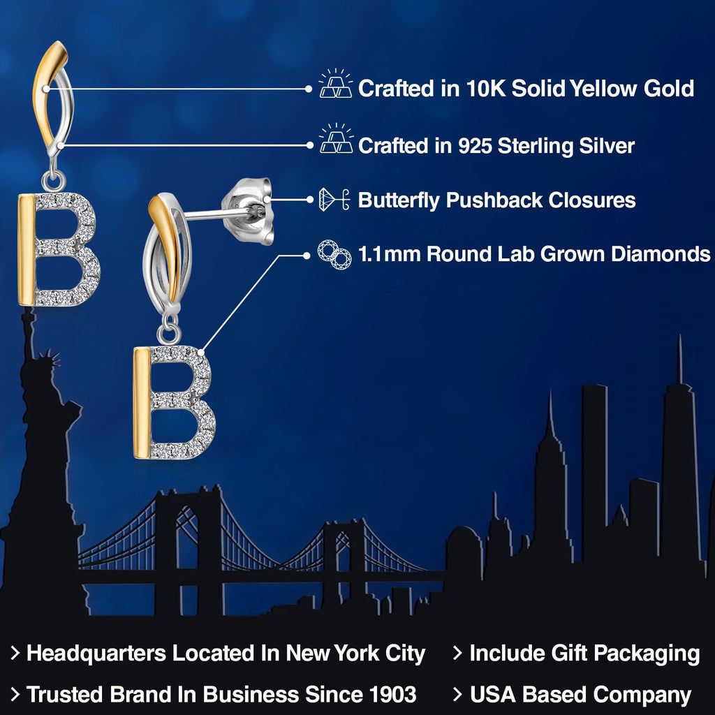 Earrings in 925 Sterling Silver and 10K Yellow Gold