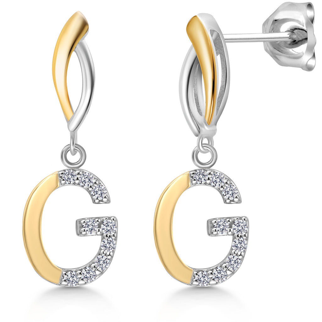 Initial G_Earrings in 925 Sterling Silver and 10K Yellow Gold