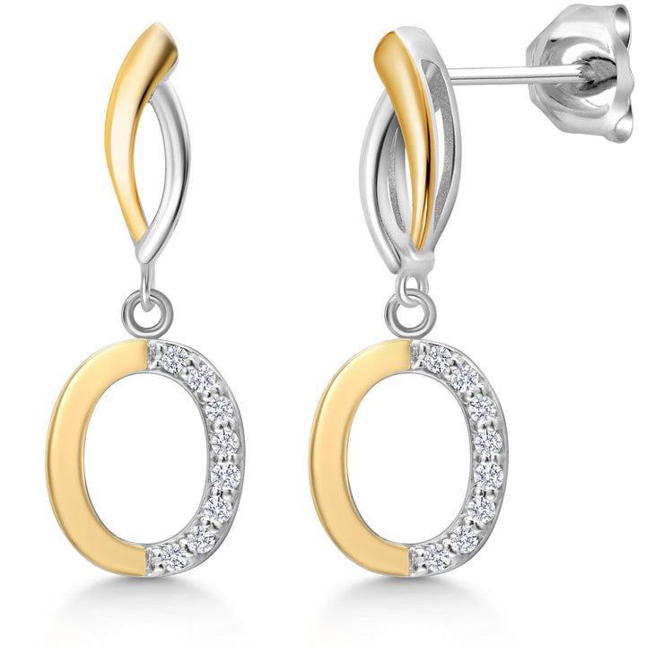 Initial O_Earrings in 925 Sterling Silver and 10K Yellow Gold