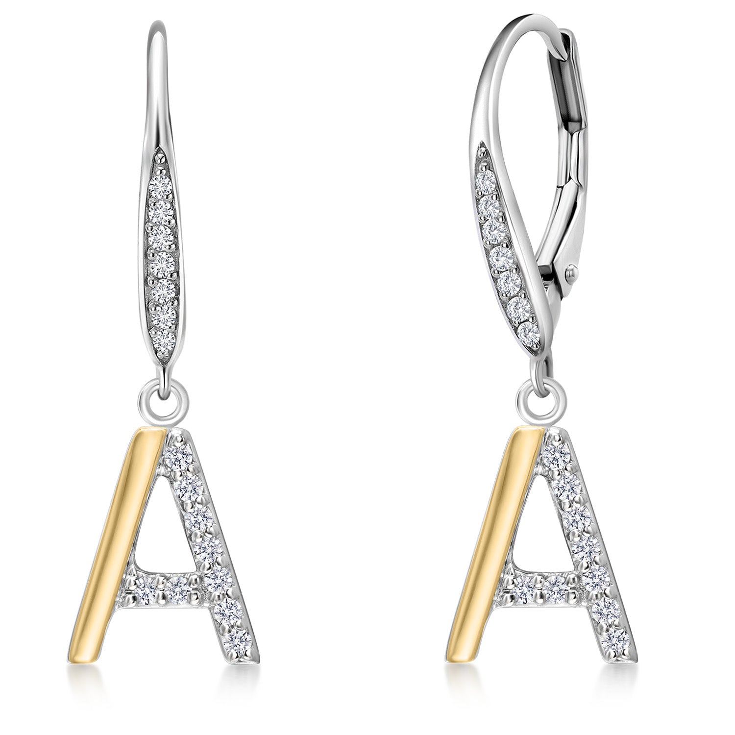 Earrings in 925 Sterling Silver and 10K Yellow Gold
