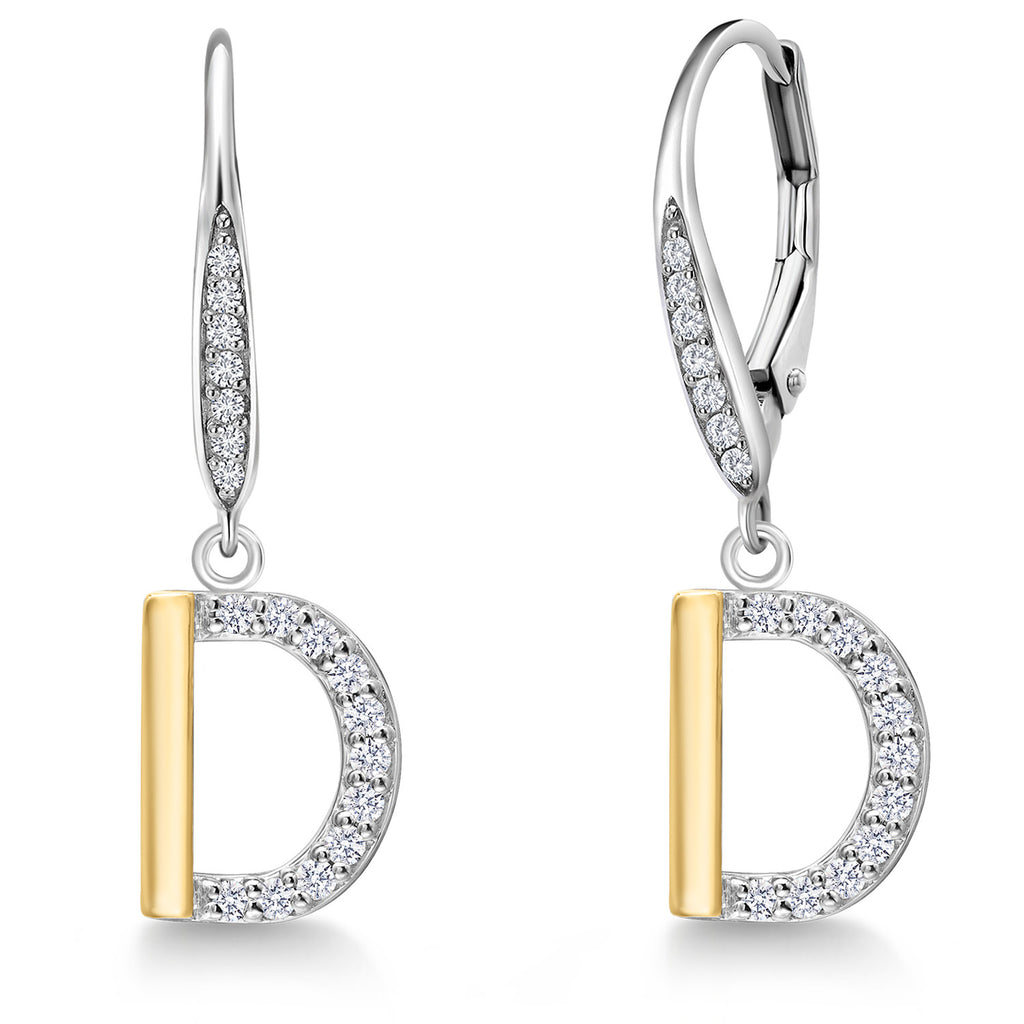 Initial D_Earrings in 925 Sterling Silver and 10K Yellow Gold
