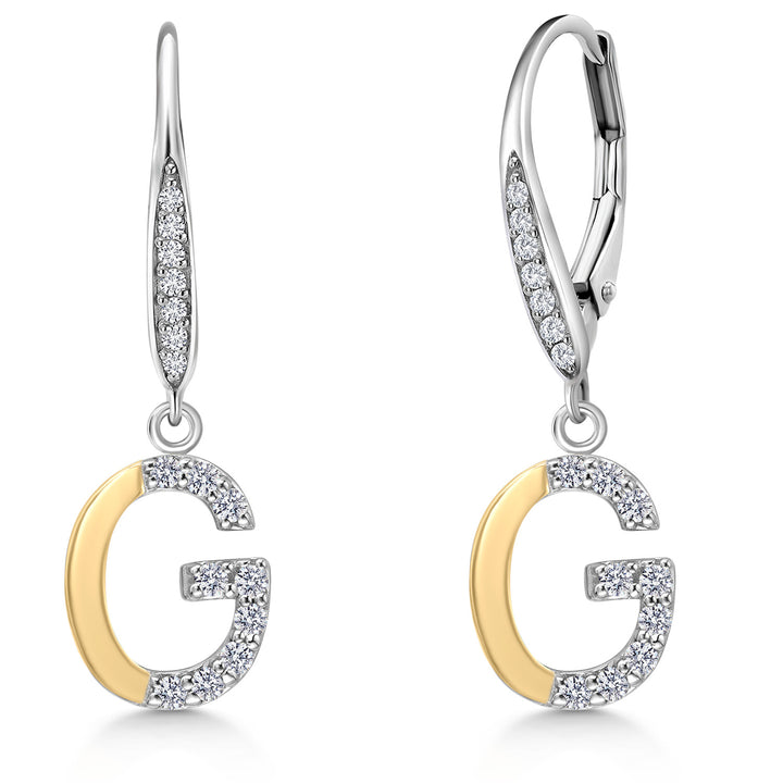 Initial G_Earrings in 925 Sterling Silver and 10K Yellow Gold