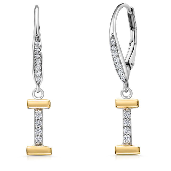Initial I_Earrings in 925 Sterling Silver and 10K Yellow Gold