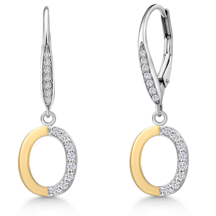 Initial O_Earrings in 925 Sterling Silver and 10K Yellow Gold