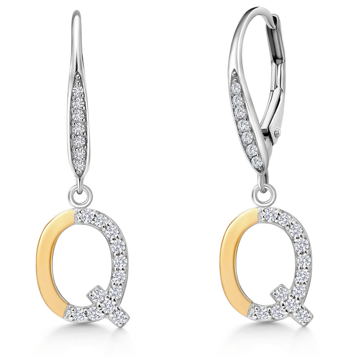 Initial Q_Earrings in 925 Sterling Silver and 10K Yellow Gold