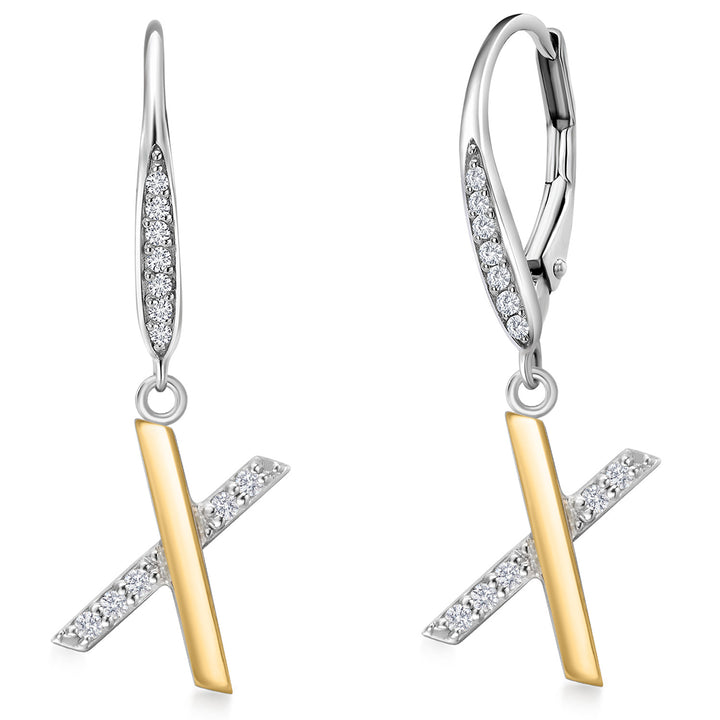 Initial X_Earrings in 925 Sterling Silver and 10K Yellow Gold