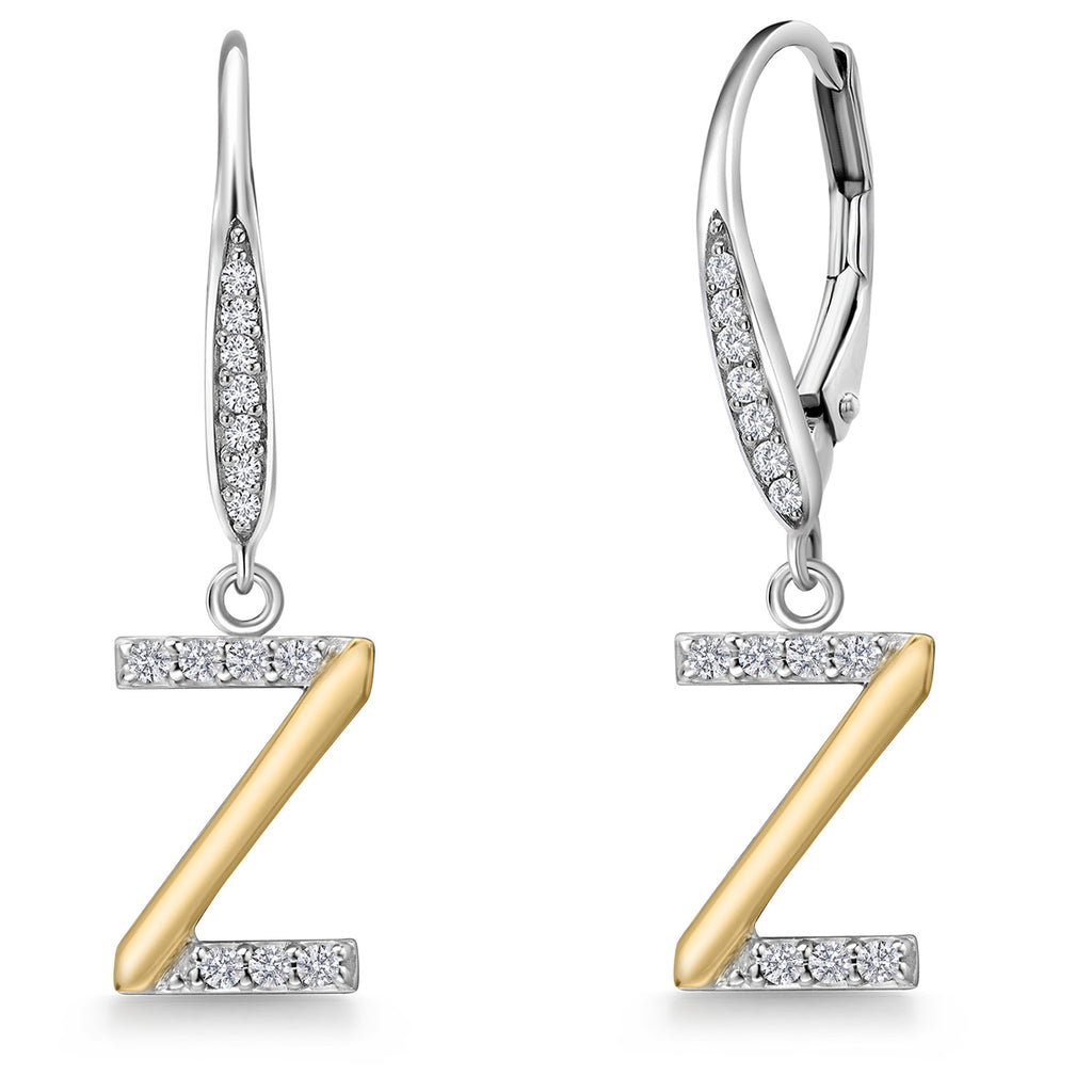 Initial Z_Earrings in 925 Sterling Silver and 10K Yellow Gold