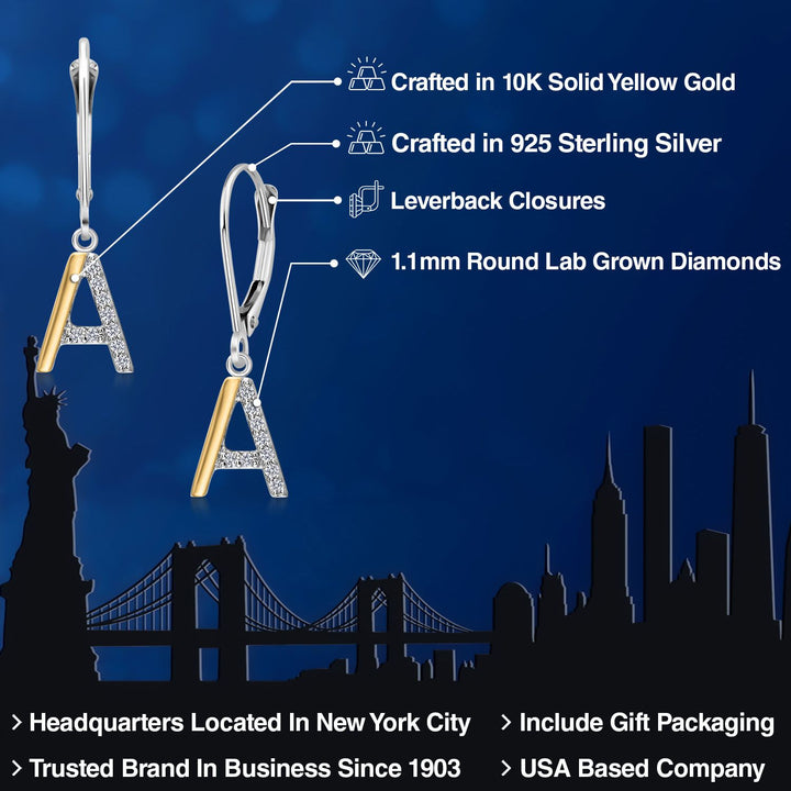Earrings in 925 Sterling Silver and 10K Yellow Gold