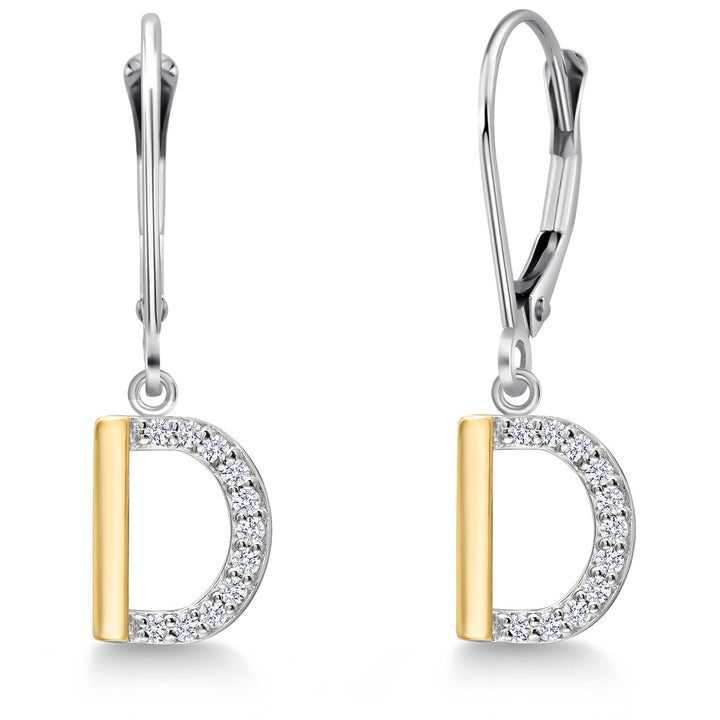 Initial D_Earrings in 925 Sterling Silver and 10K Yellow Gold