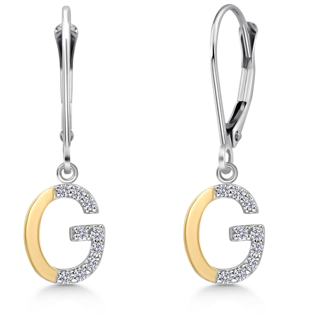 Initial G_Earrings in 925 Sterling Silver and 10K Yellow Gold