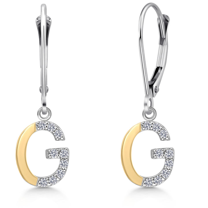 Initial G_Earrings in 925 Sterling Silver and 10K Yellow Gold