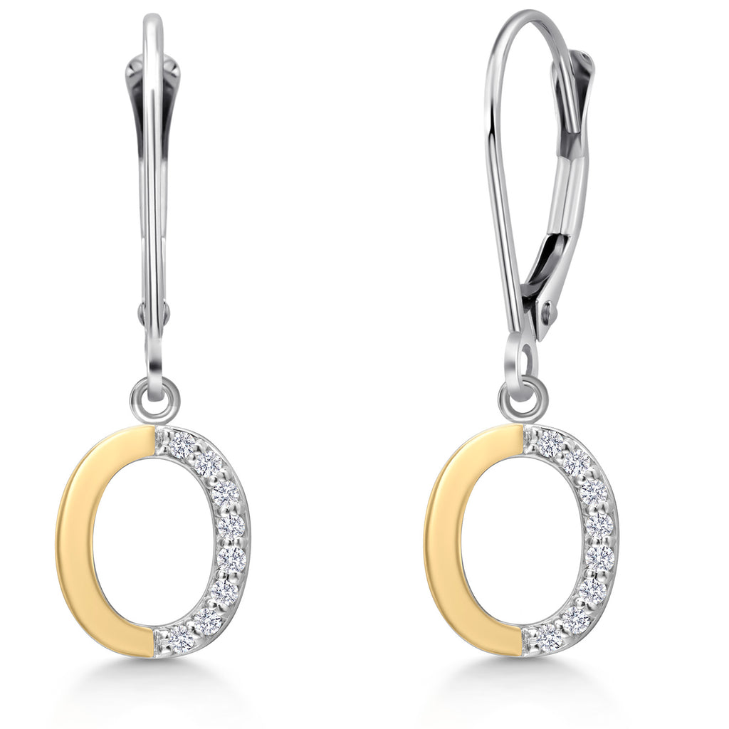 Initial O_Earrings in 925 Sterling Silver and 10K Yellow Gold