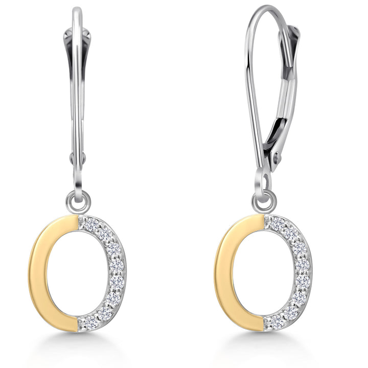 Initial O_Earrings in 925 Sterling Silver and 10K Yellow Gold