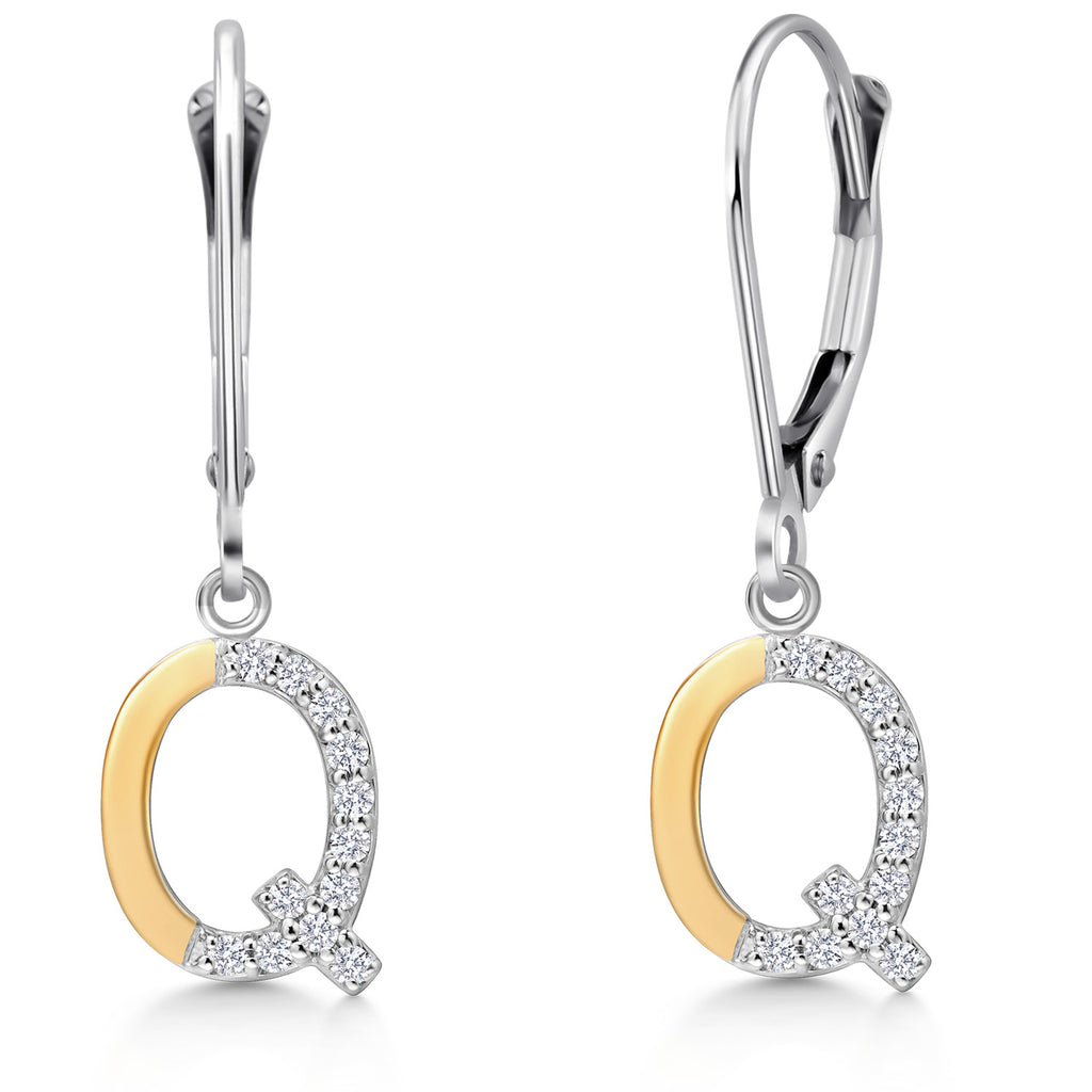 Initial Q_Earrings in 925 Sterling Silver and 10K Yellow Gold