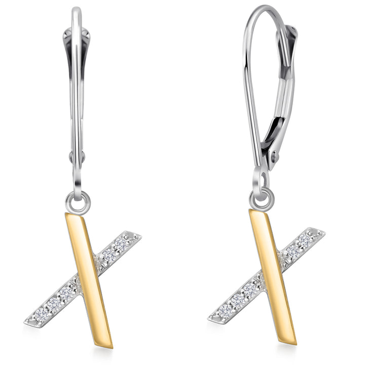 Initial X_Earrings in 925 Sterling Silver and 10K Yellow Gold