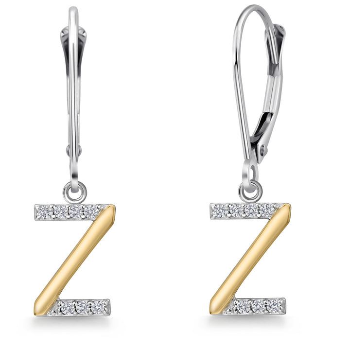 Initial Z_Earrings in 925 Sterling Silver and 10K Yellow Gold