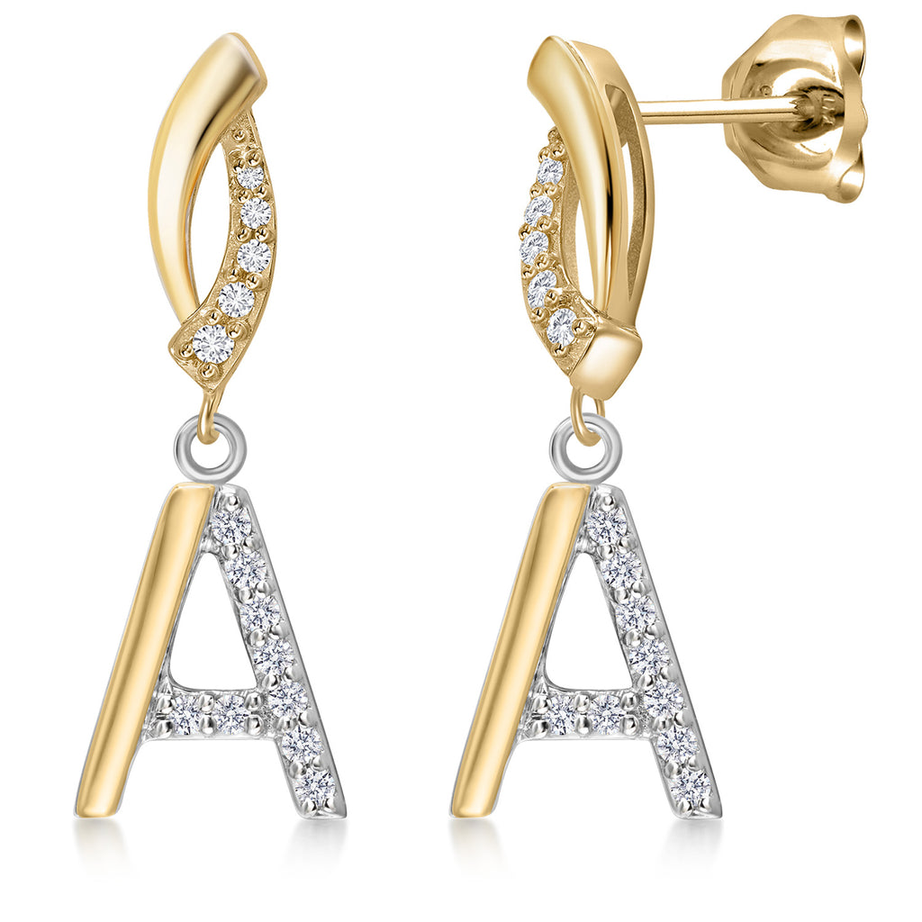 Initial A_Earrings in 925 Sterling Silver and 10K Yellow Gold