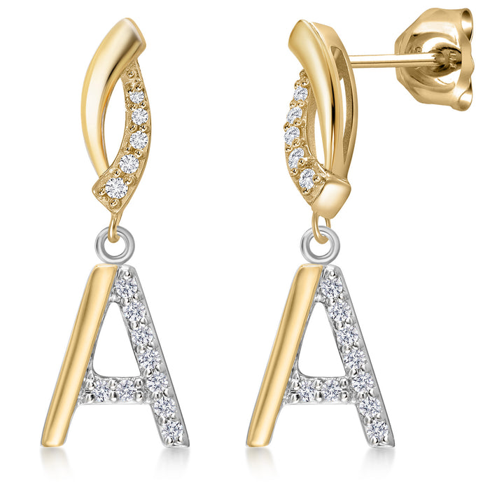 Initial A_Earrings in 925 Sterling Silver and 10K Yellow Gold