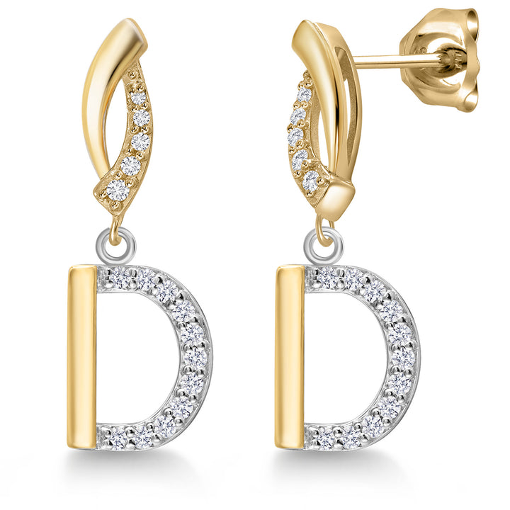 Initial D_Earrings in 925 Sterling Silver and 10K Yellow Gold