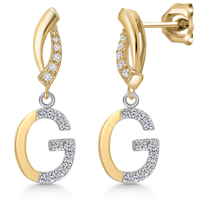 Initial G_Earrings in 925 Sterling Silver and 10K Yellow Gold