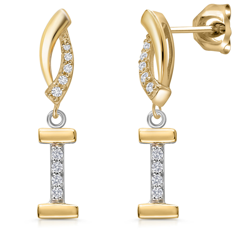Initial I_Earrings in 925 Sterling Silver and 10K Yellow Gold