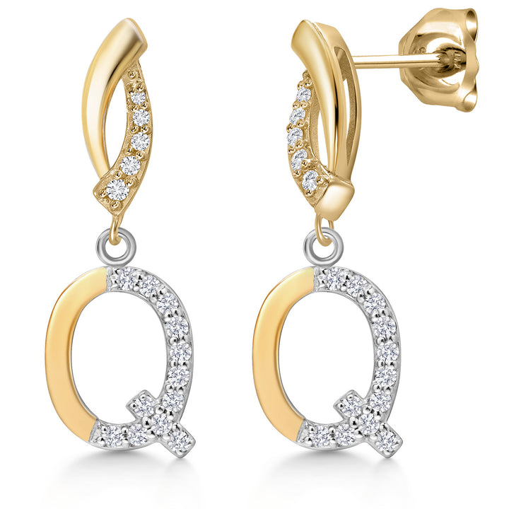 Initial Q_Earrings in 925 Sterling Silver and 10K Yellow Gold