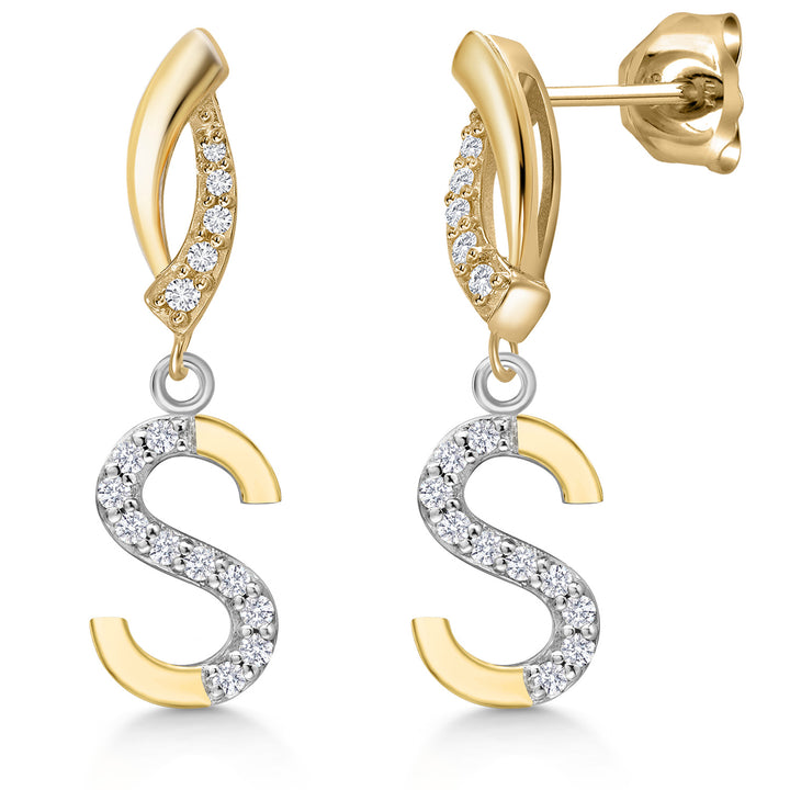 Initial S_Earrings in 925 Sterling Silver and 10K Yellow Gold