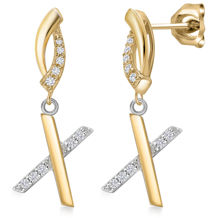 Initial X_Earrings in 925 Sterling Silver and 10K Yellow Gold