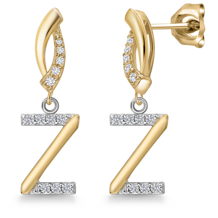 Initial Z_Earrings in 925 Sterling Silver and 10K Yellow Gold