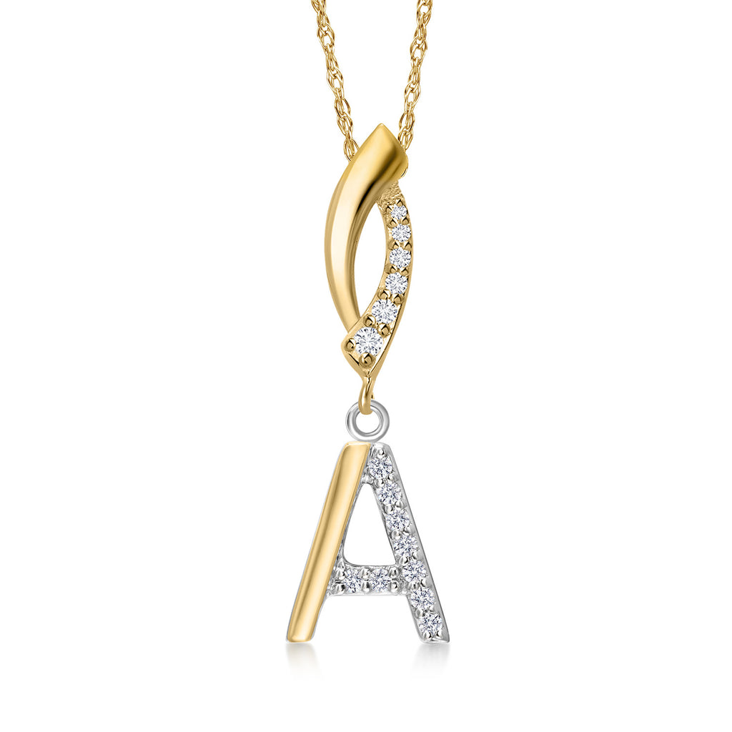 Initial A_Pendant in 925 Sterling Silver and 10K Yellow Gold