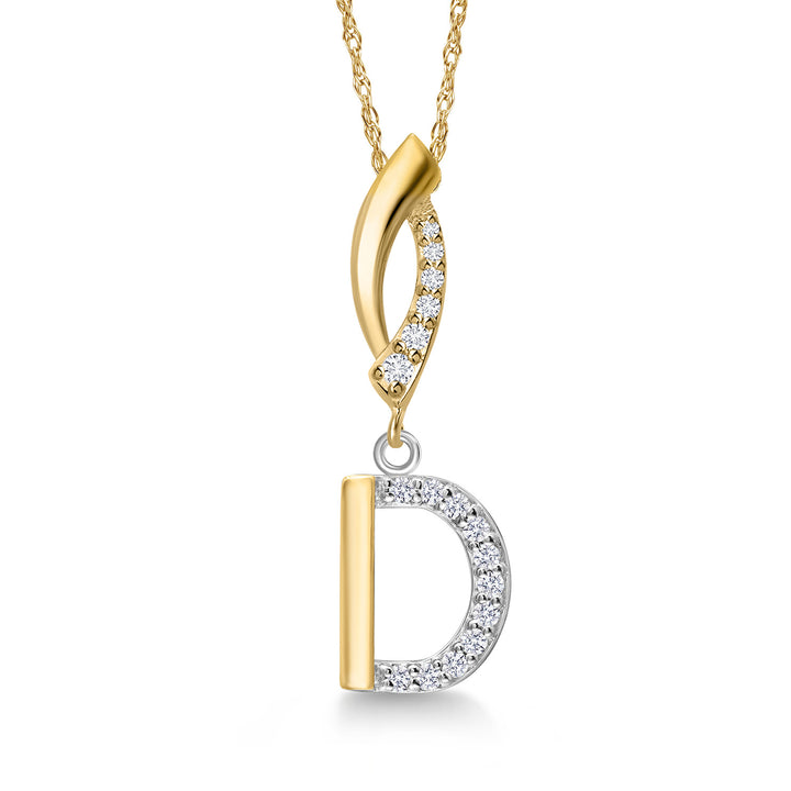 Initial D_Pendant in 925 Sterling Silver and 10K Yellow Gold
