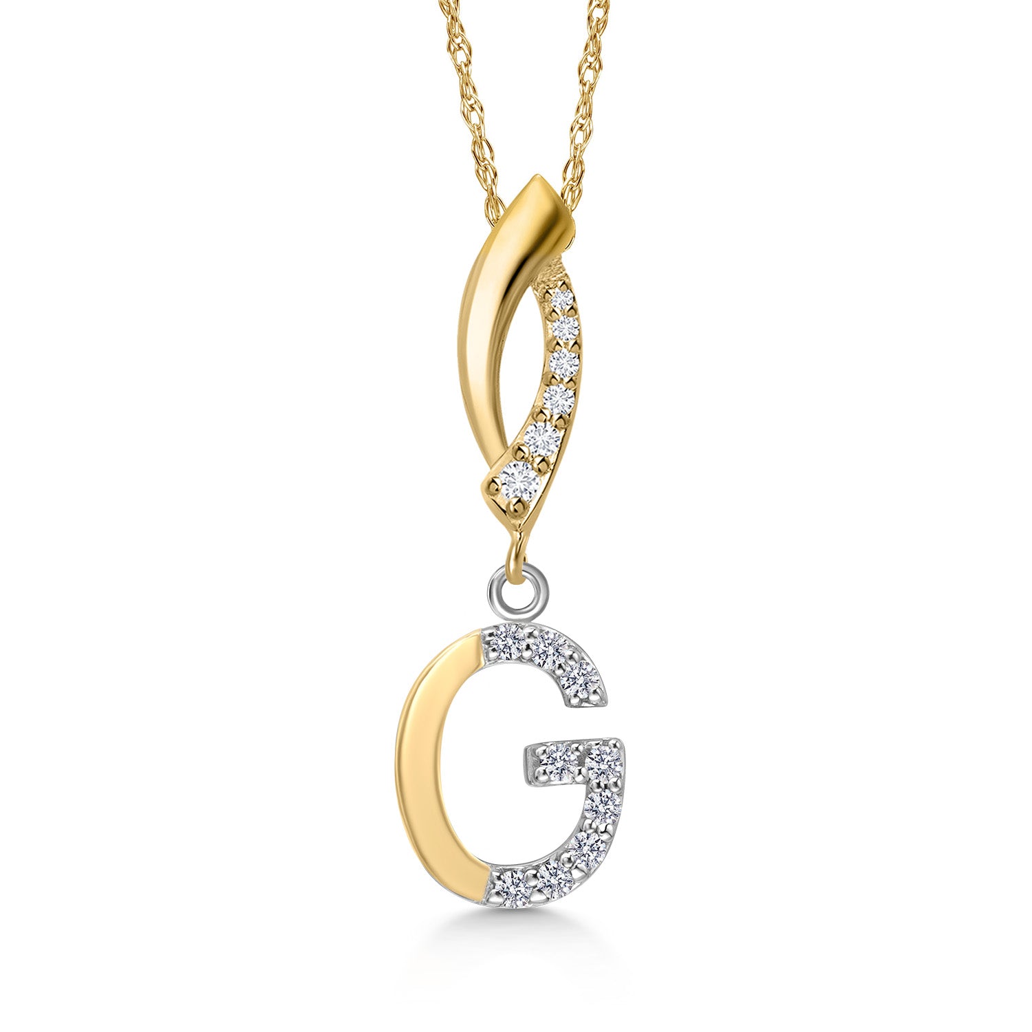 Initial G_Pendant in 925 Sterling Silver and 10K Yellow Gold