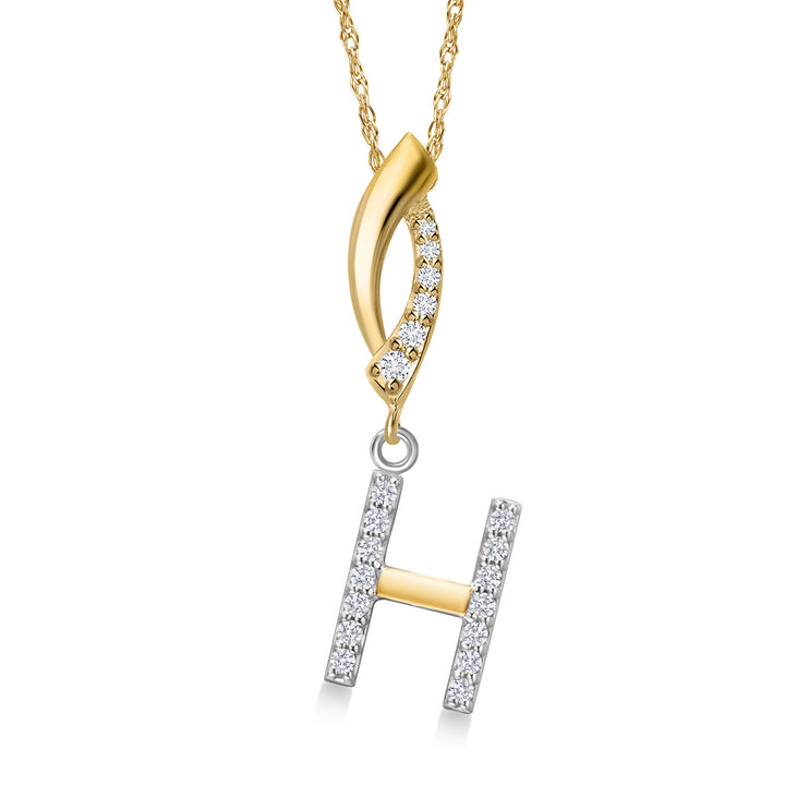 Initial H_Pendant in 925 Sterling Silver and 10K Yellow Gold