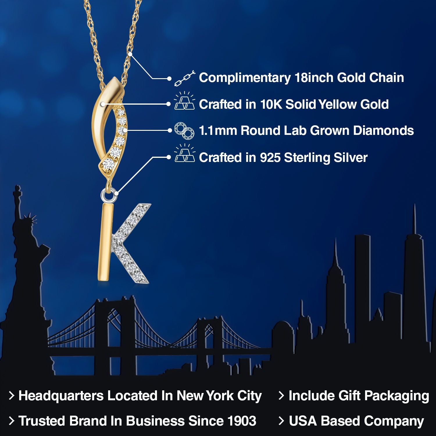 Pendant in 925 Sterling Silver and 10K Yellow Gold