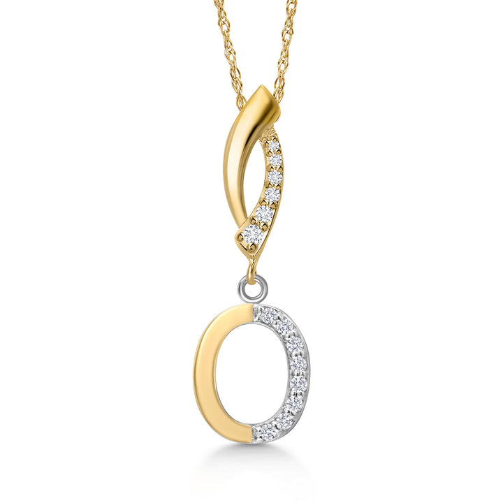 Initial O_Pendant in 925 Sterling Silver and 10K Yellow Gold