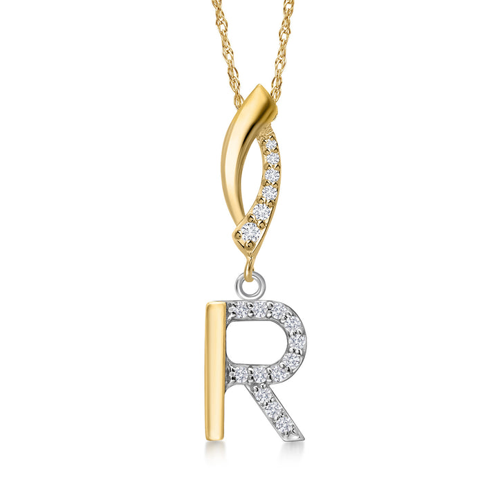 Initial R_Pendant in 925 Sterling Silver and 10K Yellow Gold