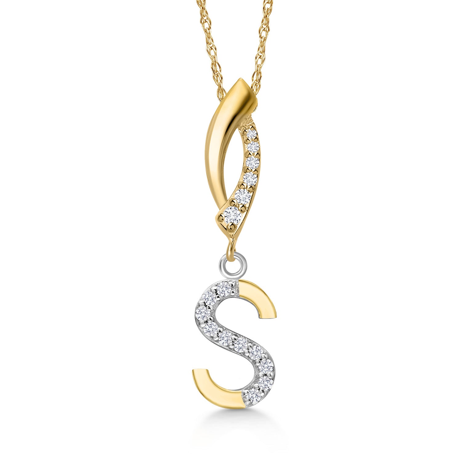 Initial S_Pendant in 925 Sterling Silver and 10K Yellow Gold