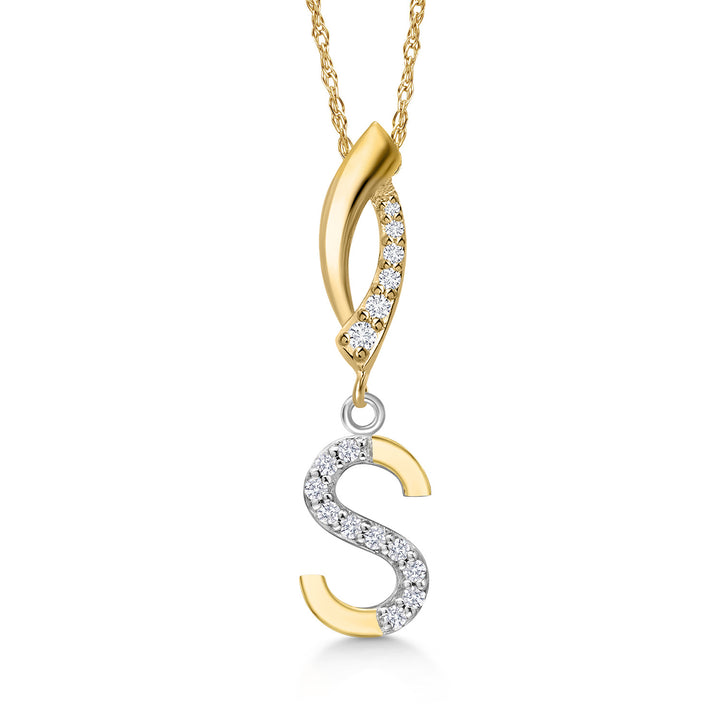 Initial S_Pendant in 925 Sterling Silver and 10K Yellow Gold
