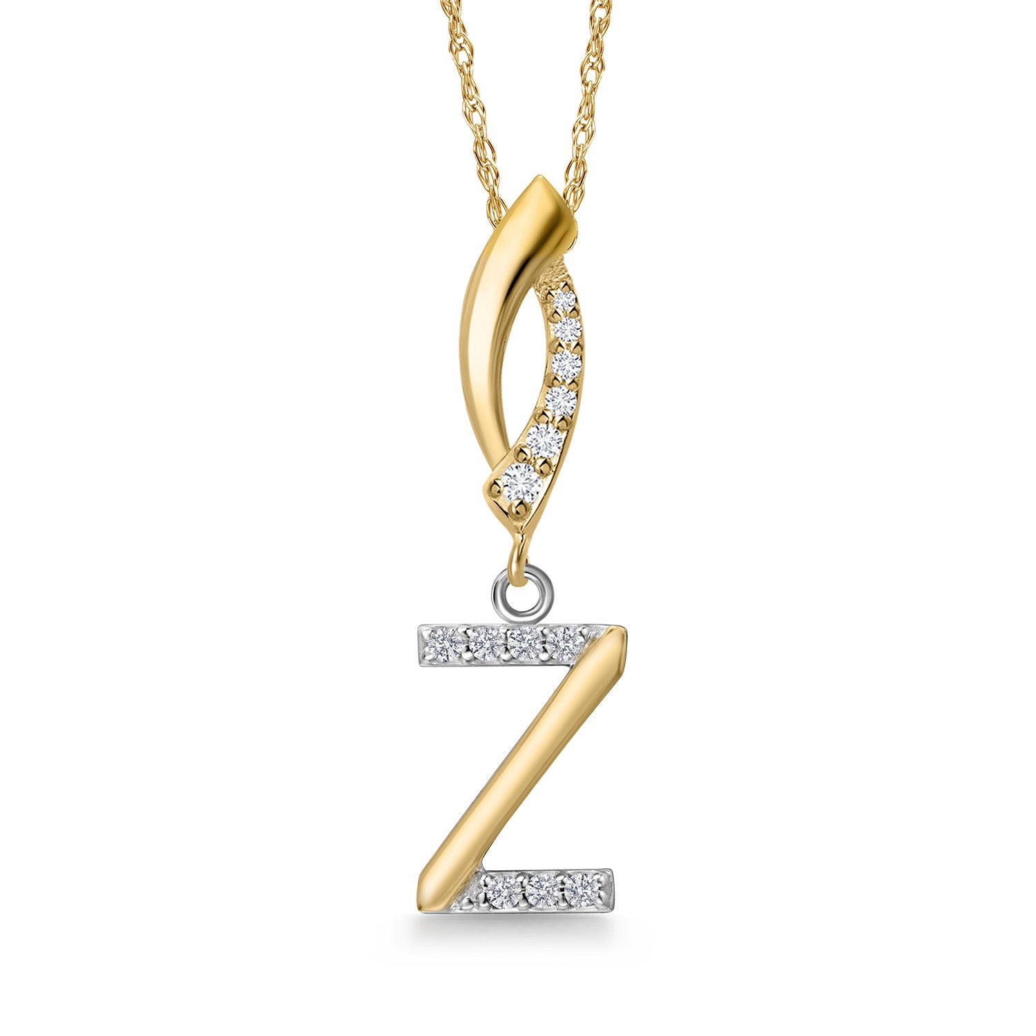 Initial Z_Pendant in 925 Sterling Silver and 10K Yellow Gold