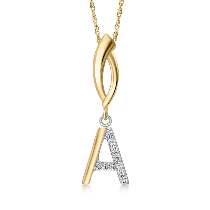 Initial A_Pendant in 925 Sterling Silver and 10K Yellow Gold