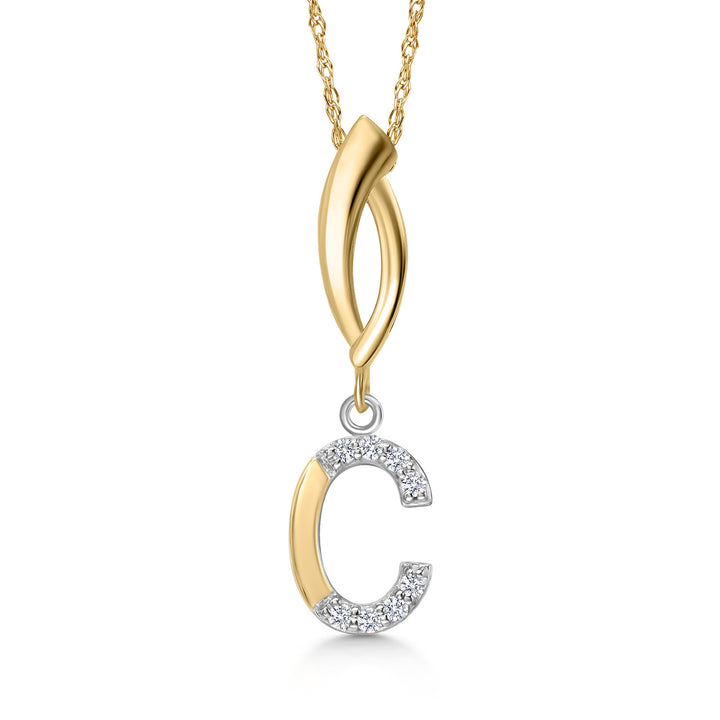 Initial C_Pendant in 925 Sterling Silver and 10K Yellow Gold