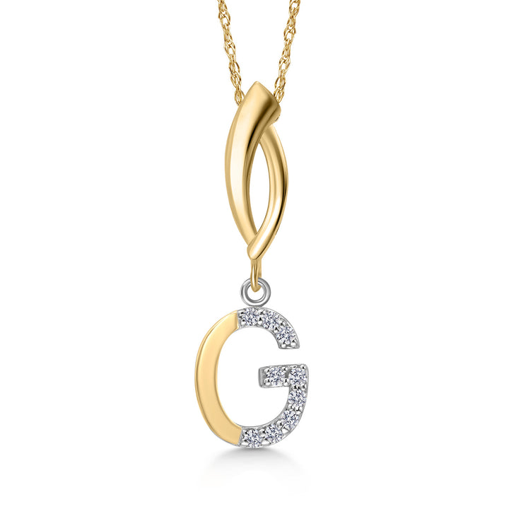 Initial G_Pendant in 925 Sterling Silver and 10K Yellow Gold