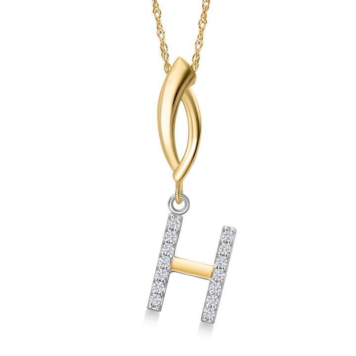 Initial H_Pendant in 925 Sterling Silver and 10K Yellow Gold