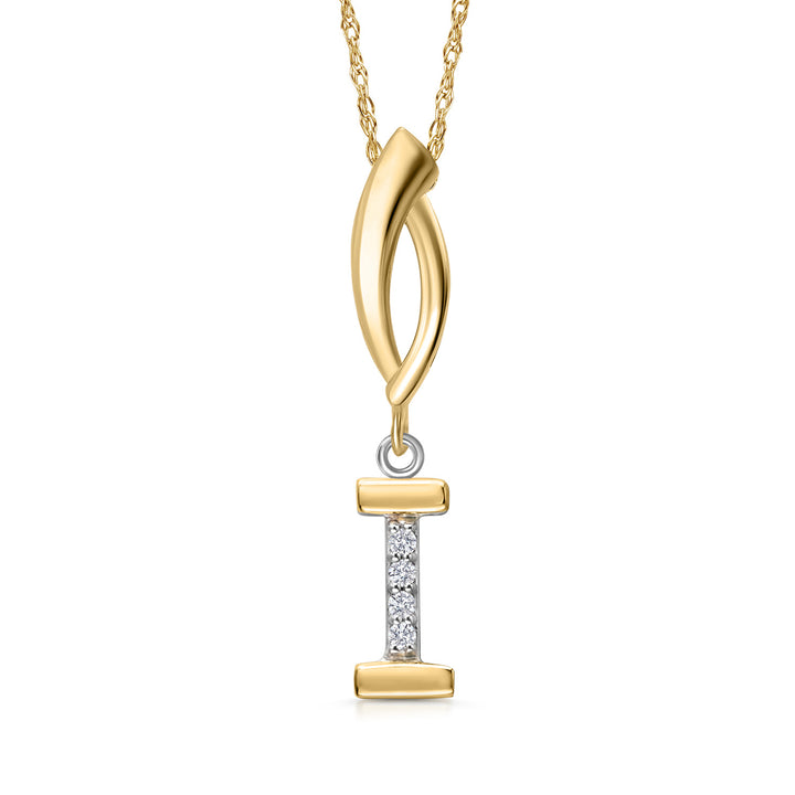 Initial I_Pendant in 925 Sterling Silver and 10K Yellow Gold