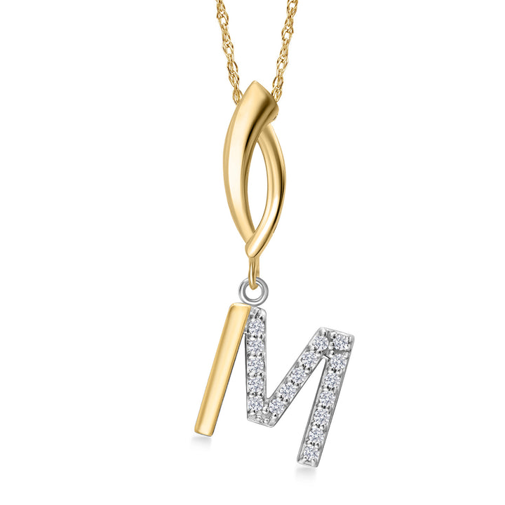 Initial M_Pendant in 925 Sterling Silver and 10K Yellow Gold